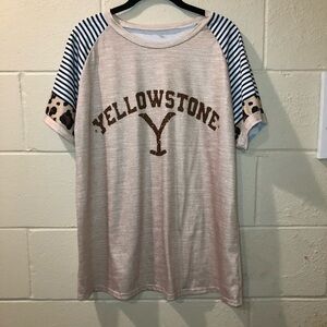 Yellowstone Light Brown & Black Stripe Short Sleeve T-Shirt Size XL